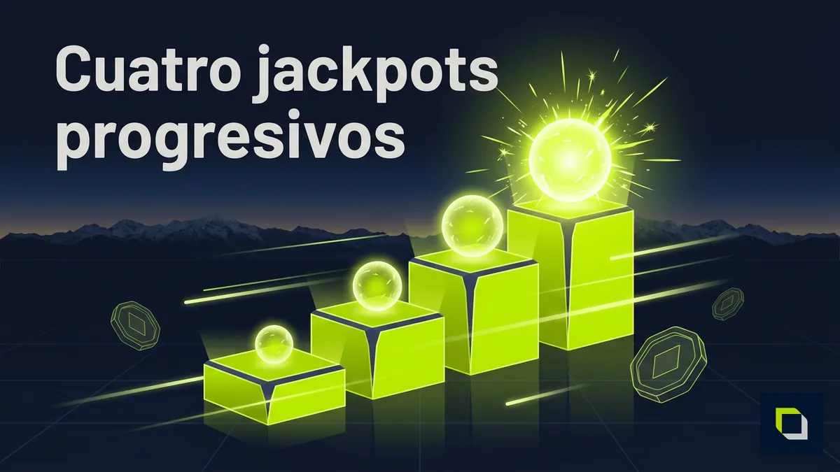 Escalera de cuatro jackpots progresivos del casino Epicbet Chile en estilo neón