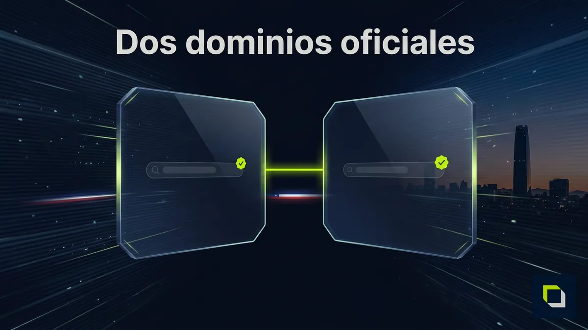 Dos pantallas espejo representando los dominios oficiales de Epicbet Chile conectados por luz neon lima